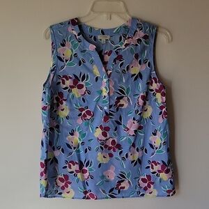 Talbots Floral Sleeveless Blouse - Blue and Multicolor